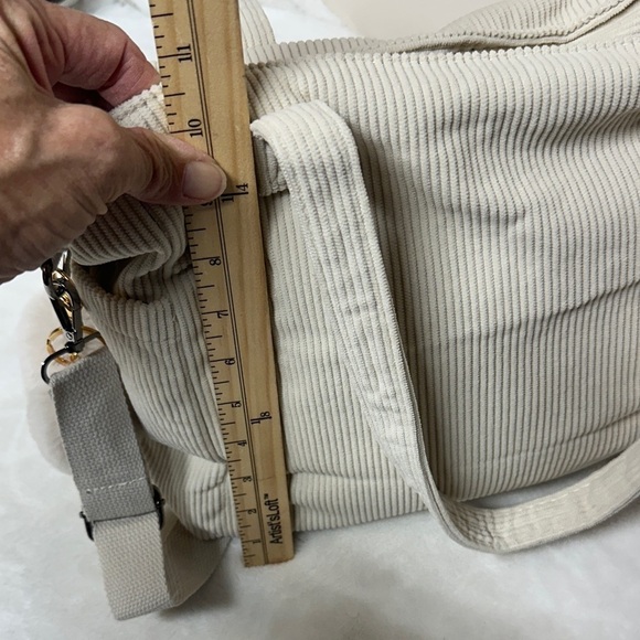 Elegant Cream Corduroy Women's Tote Bag - Picture 6 of 12